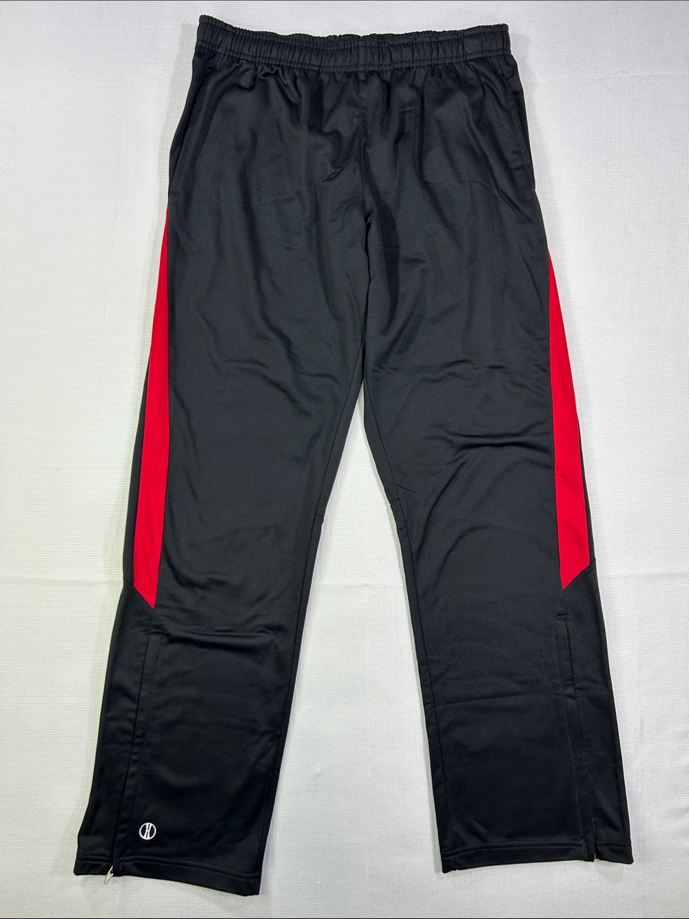 Holloway Women’s Athletic Warm Up Pants Black Red Side Stripe Size S
